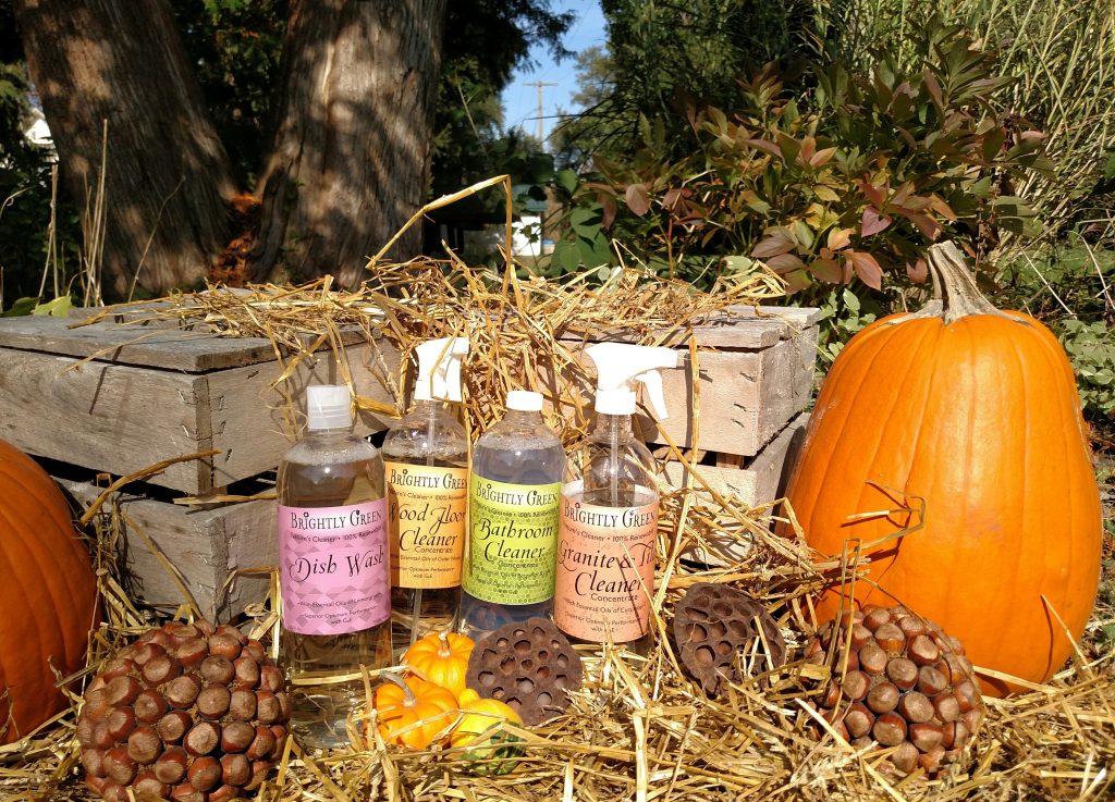 autumn picture of all-natural Brightly Green Cleaning Products on display