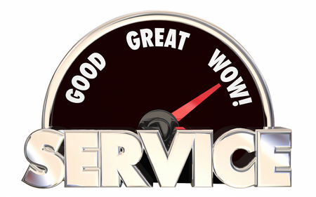 meter showing levels of customer service from good to Wow!